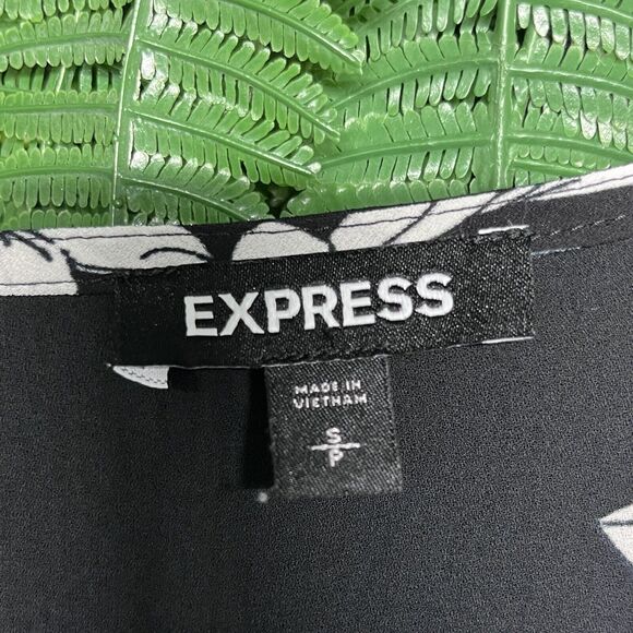 EXPRESS Tops Women‎ Small Black White Hi Low Hem Peplum Layered Blouse 2496 - Picture 4 of 8